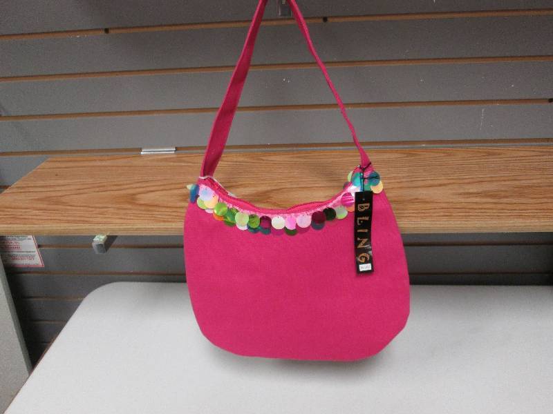 Pink fabric zip spangled purse...