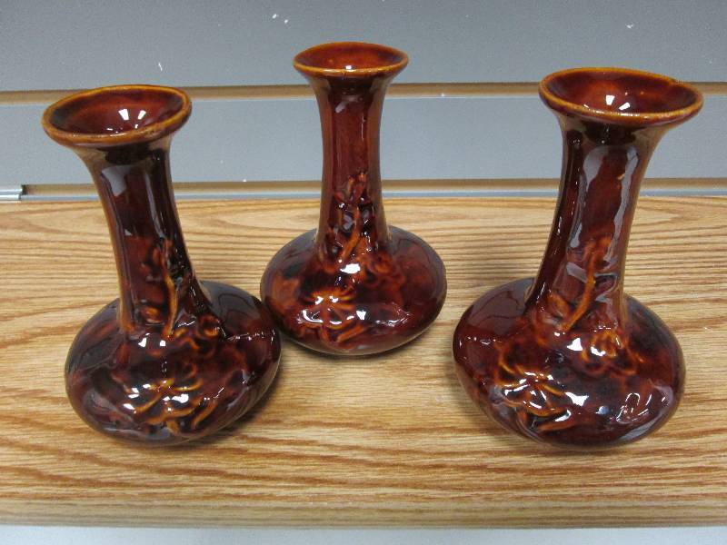 Lot of 3 brown 6 ceramic vases...