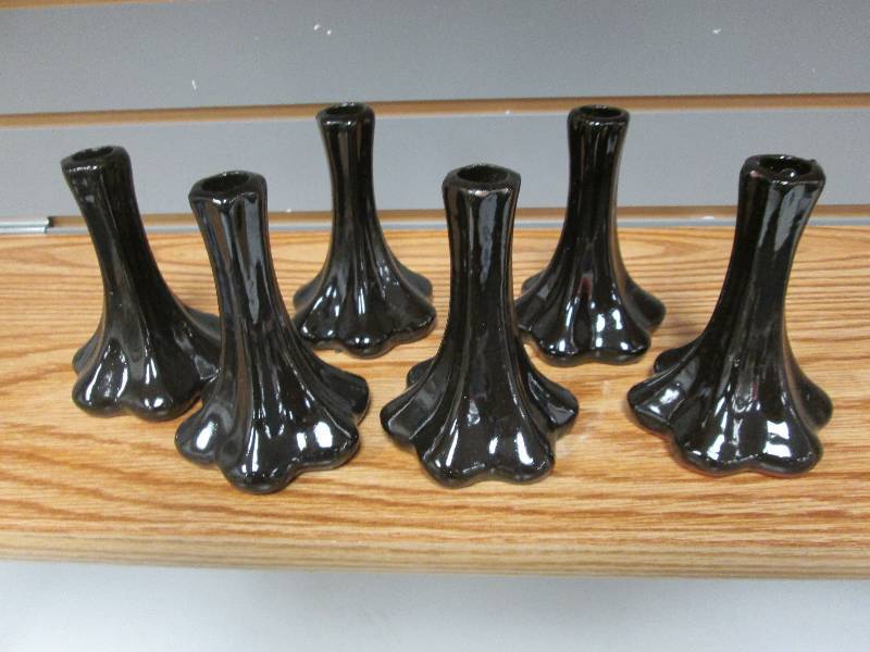 Lot of 6 dark brown 5  ceramic vas...