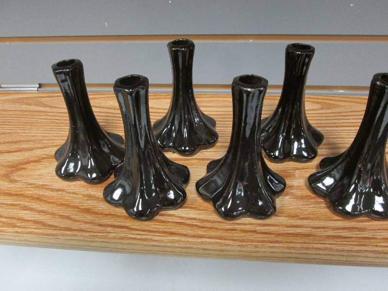 Lot of 6 dark brown 5  ceramic vas...