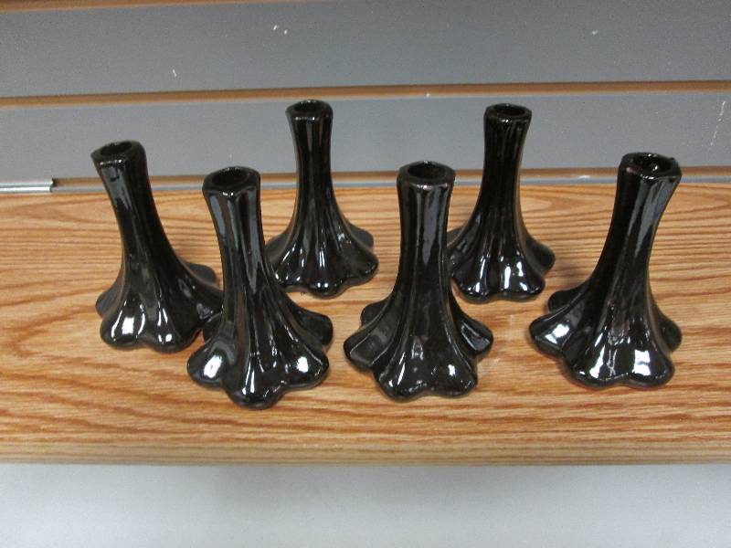 Lot of 6 dark brown 5  ceramic vas...