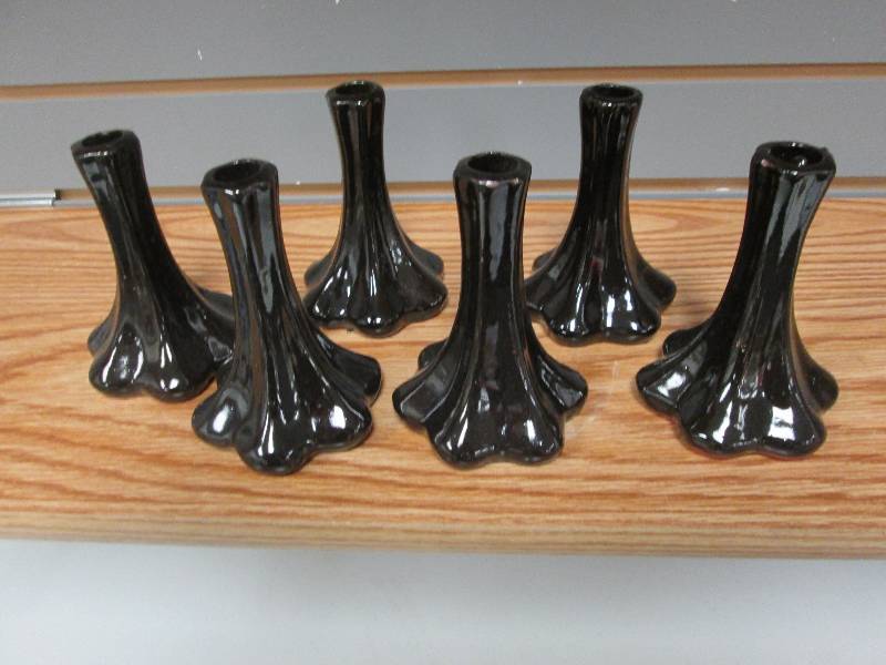 Lot of 6 dark brown 5  ceramic vas...