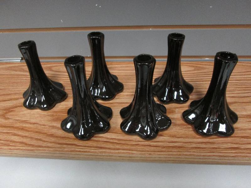 Lot of 6 dark brown 5  ceramic vas...