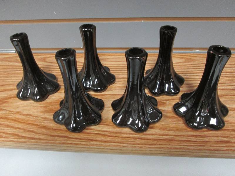 Lot of 6 dark brown 5  ceramic vas...
