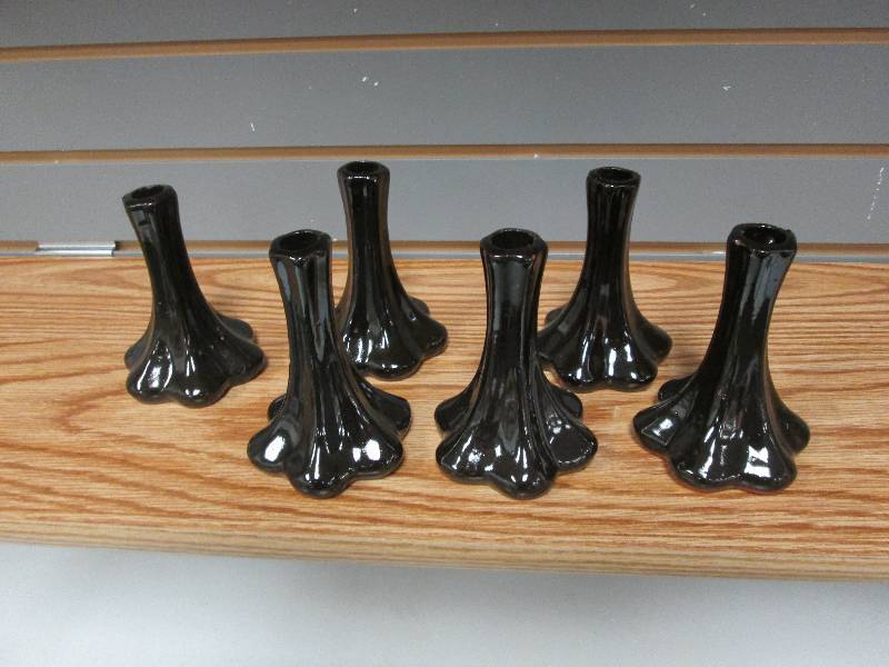 Lot of 6 dark brown 5  ceramic vas...
