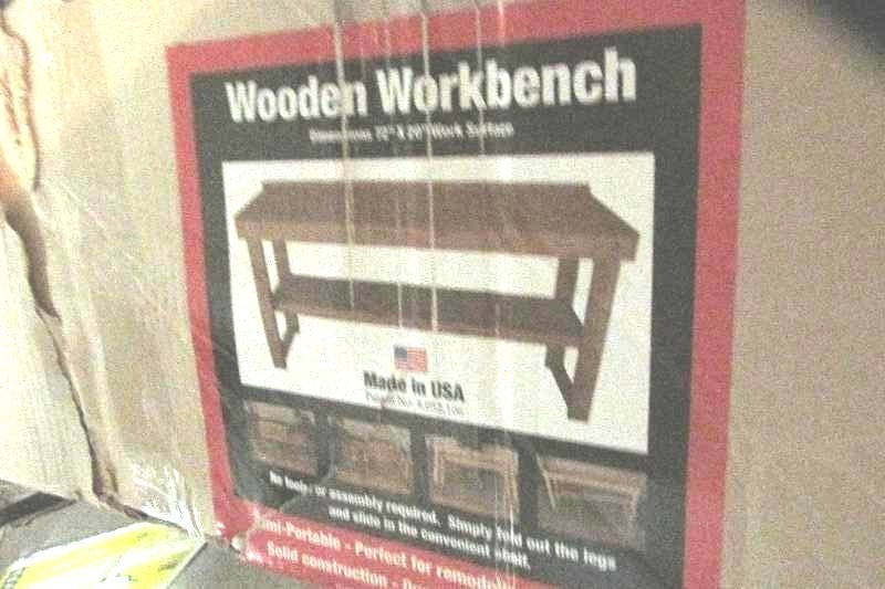 lot 31 image: Wooden work bench, box is damaged, ...