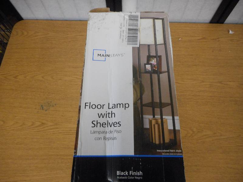 MAINSTAYS FLOOR LAMP WITH SHELVES
