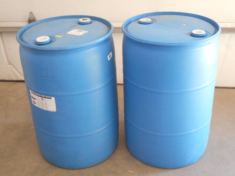 lot 43 image: (2) 55-Gallon Sealed-Lid Plastic Ba...