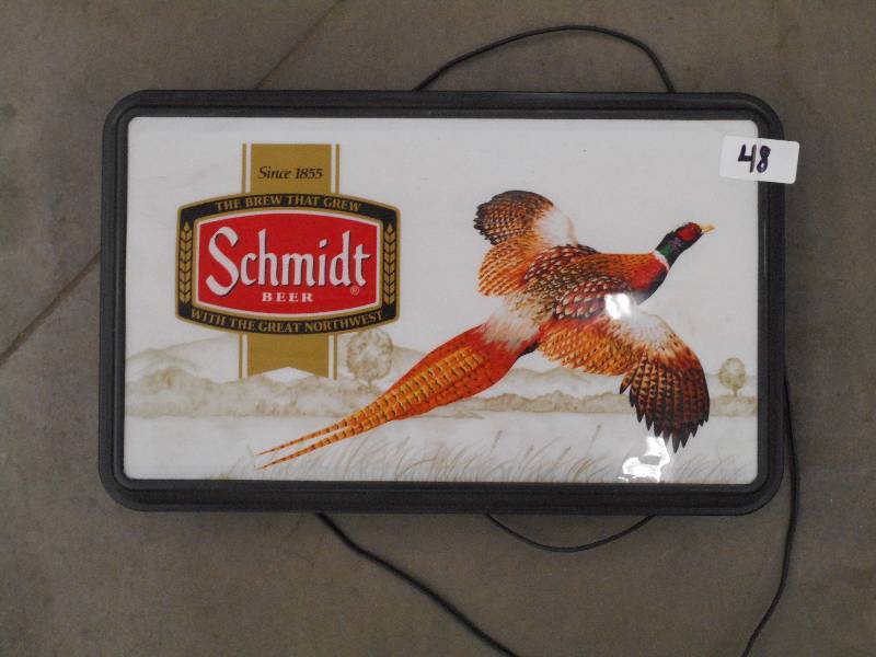 lot 48 image: Schmidt Beer Lighted Sign, Great Sh...