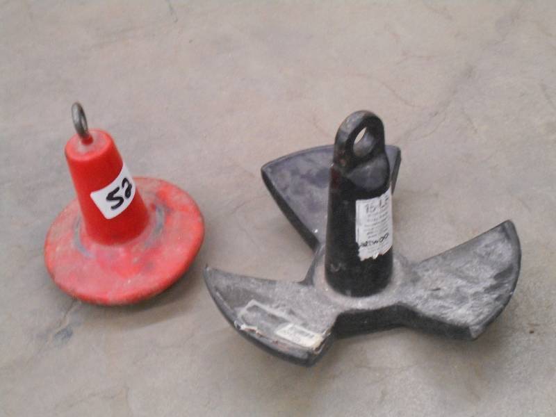 lot 52 image: Lot Of (2) Rubber-Coated Boat Ancho...