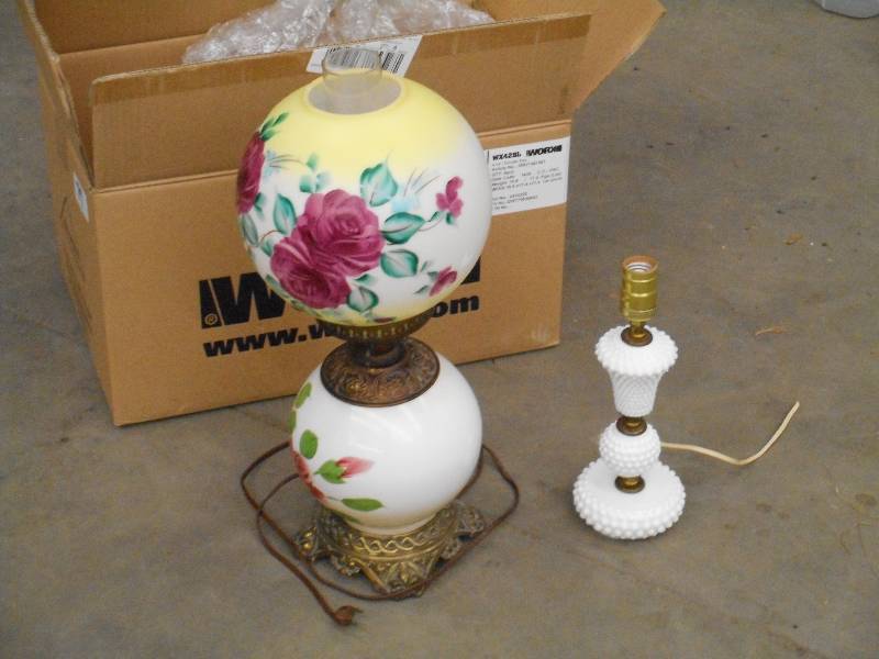 lot 79 image: Lot Of (1) Double-Ball Glass Lamp,...