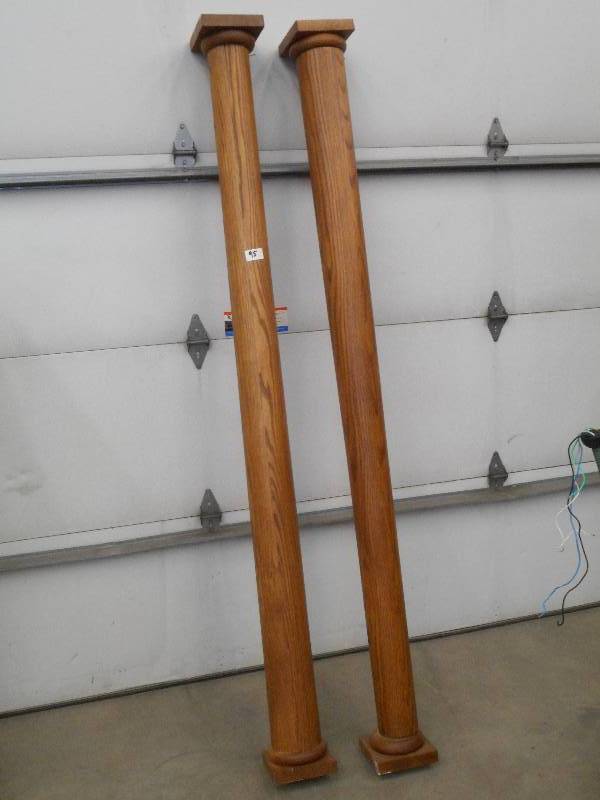 lot 95 image: (2) Tapered 89 Wood Pillars, 8x8...