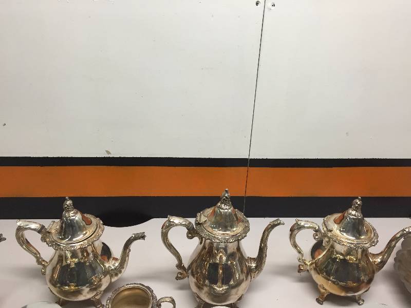SILVER TEA POTS AND TINS