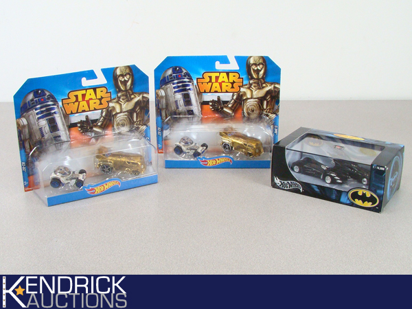 lot 8 image: 6 Hot Wheels Star Wars, and Batmobile Cars
