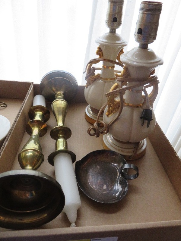 vintage lamps, candlestick holders