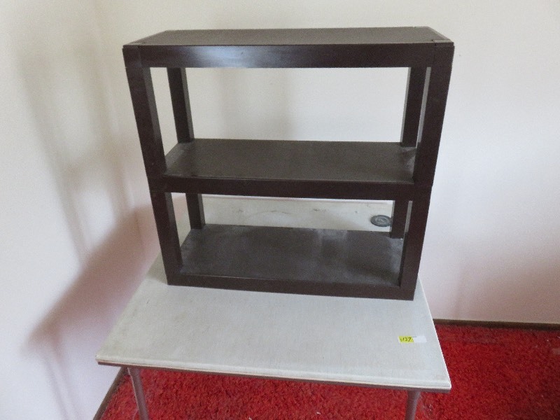 Vintage folding table and plastic stand