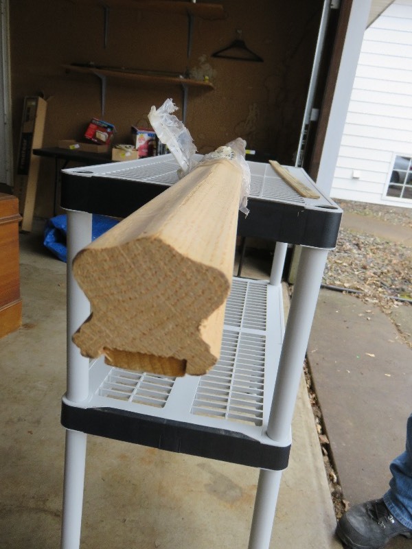 wood stair railing- new