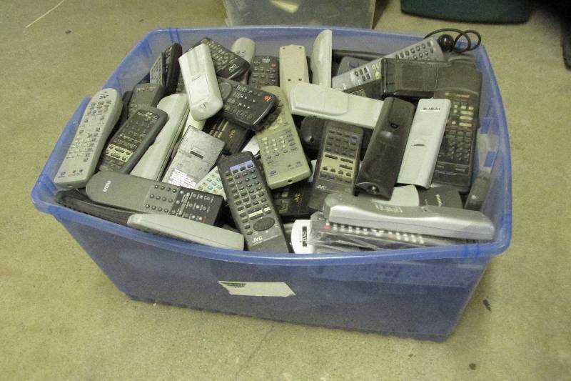 lot 70 image: Box filled with various remote cont...