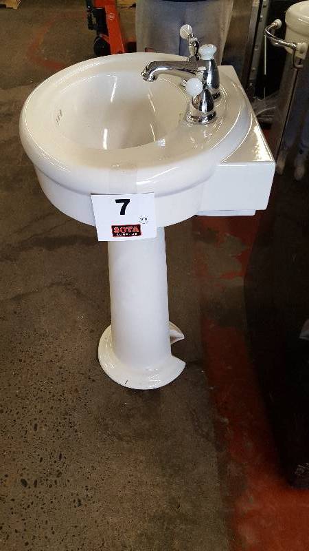 American Standard Pedestal Combo Bathroom Sink with 8 in. Centers in WhiteIvory