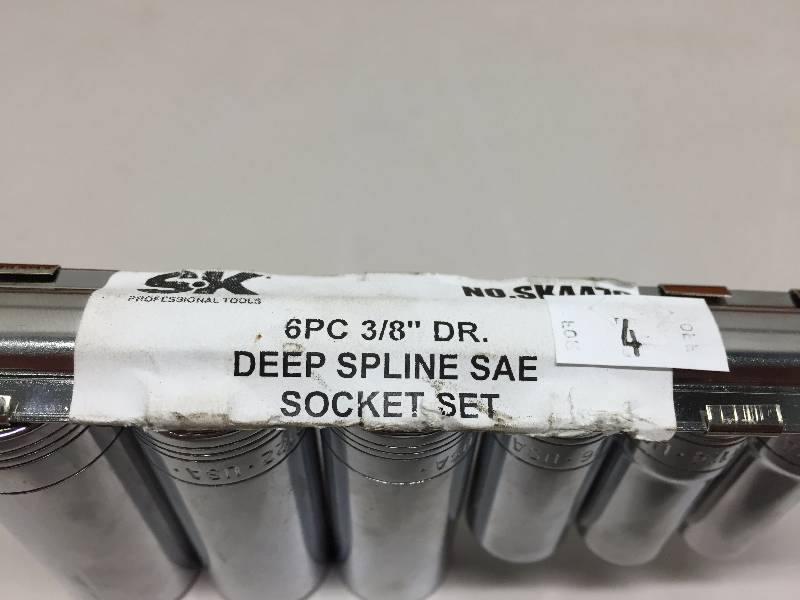 lot 4 image: S-K 6PC 38 DRIVE DEEP SPLINE SOCKET SET