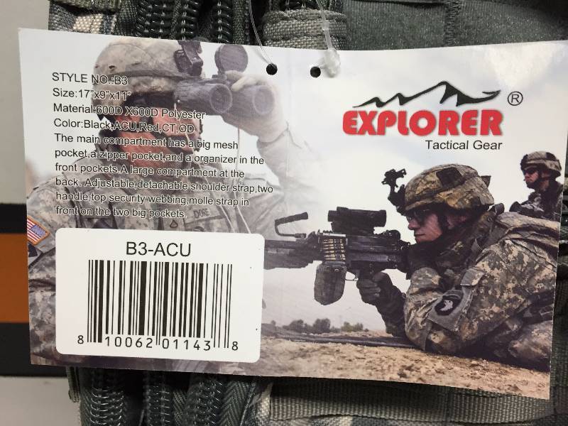 lot 29 image: EXPLORER TACTICAL GEAR 17 X 9 X 11
