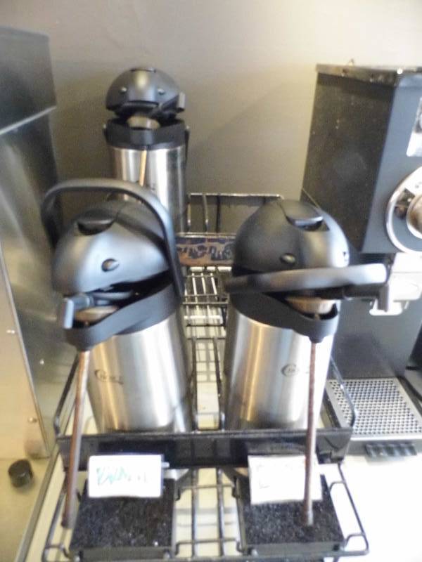 3 Coffee Carafes with Stands