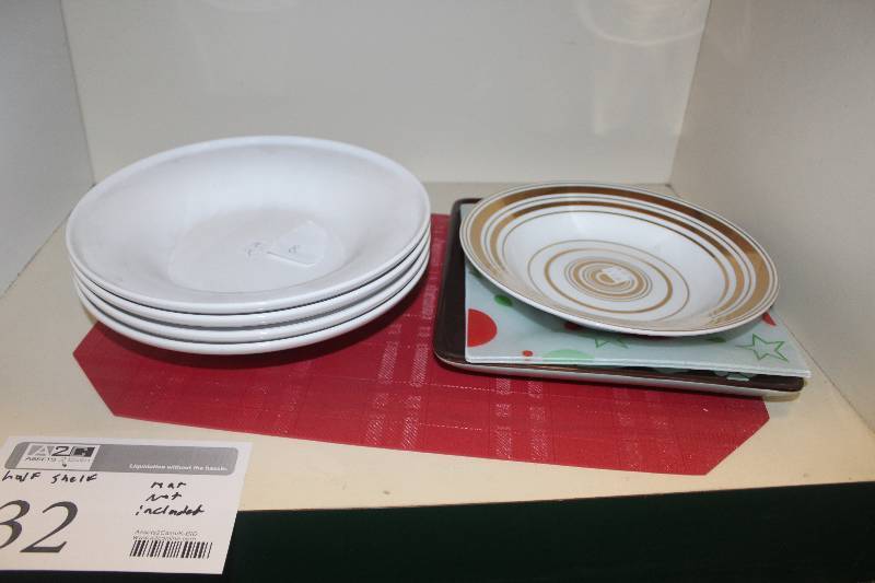 lot 32 image: Half Shelf Lot of Kitchen Ceramics Mat Not Included
