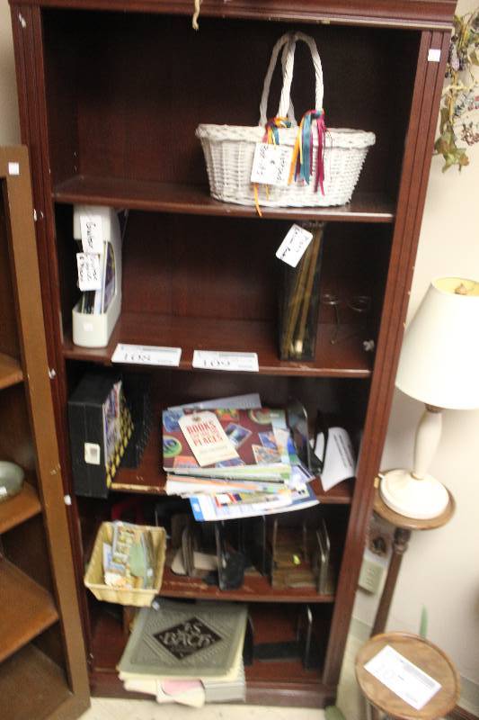 lot 108 image: Shelf Contents Including Books, Decorations