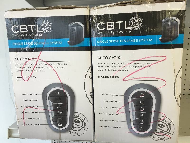 lot 3 image: two CBTL from The Coffee Bean and Tea Leaf Beverage Systems retail $164 each