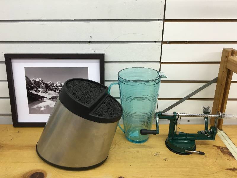 lot 85 image: hand mixer, apple peeler, pitcher and knife block