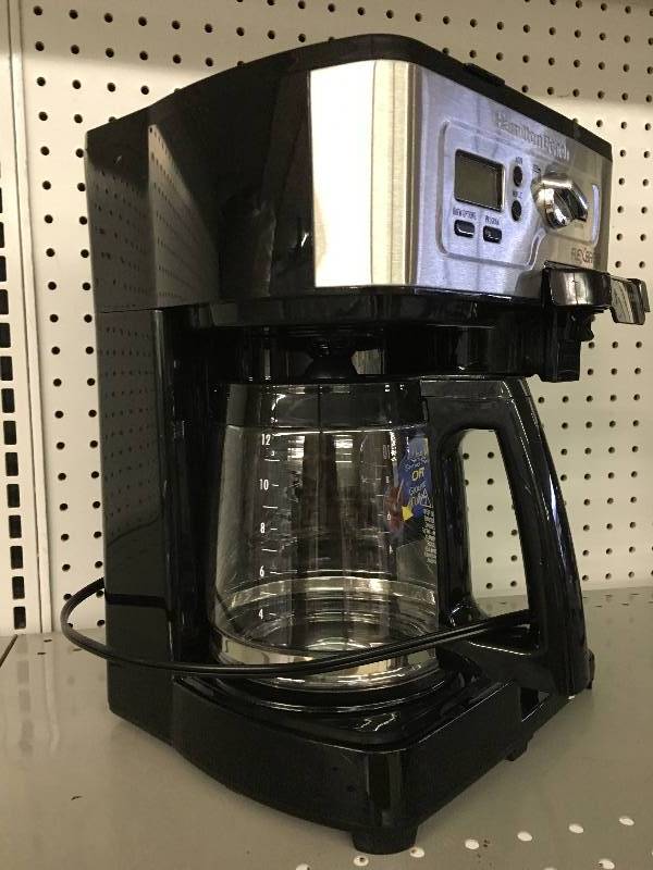 lot 144 image: Hamilton Beach Single Serve Coffee Brewer and Full Pot Coffee Maker, FlexBrew
