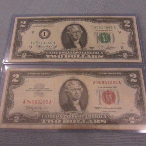 lot 207 image: Two Dollar Bills