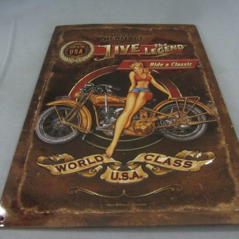 lot 233 image: Harley Pin Up Tin Sign