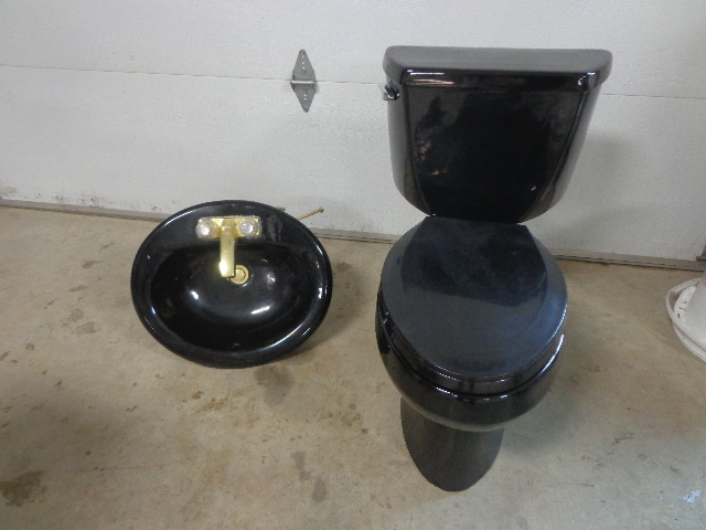 lot 120 image: Black Kohler Sink & Toilet