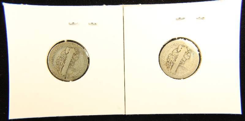 LOT OF 2 MERCURY SILVER DIMES 1920 & 1916