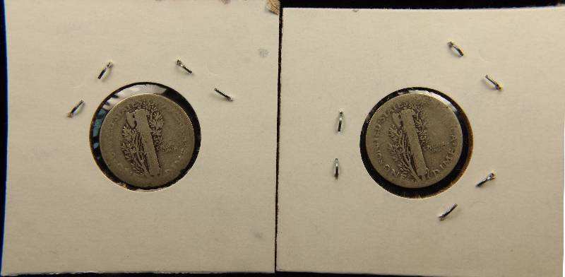 LOT OF 2 MERCURY SILVER DIMES 1917 & 1917-S