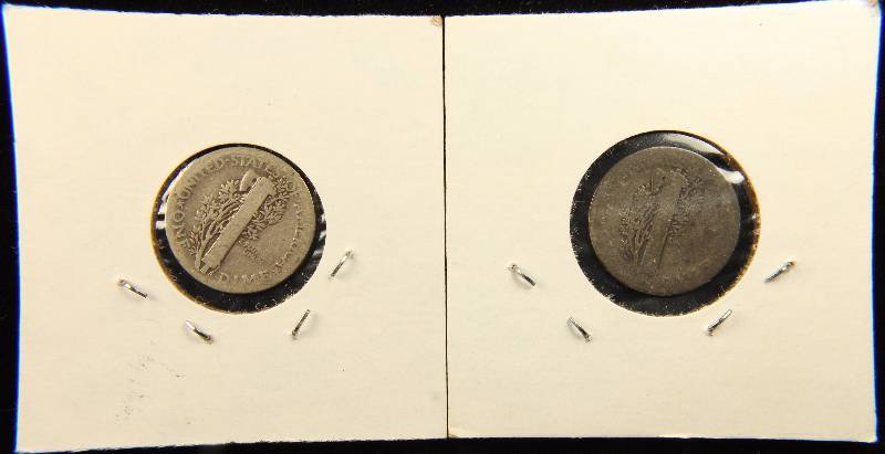 LOT OF 2 MERCURY SILVER DIMES 1919 & 1920