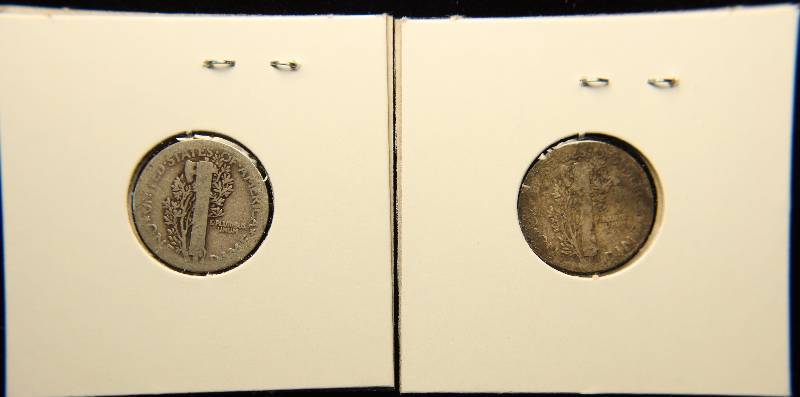 LOT OF 2 MERCURY SILVER DIMES 1919 & 1920