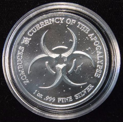 ZOMBUCKS THE SAINT 1 TROY OZ. .999 FINE SILVER ROUND IN AIRTITE HOLDER