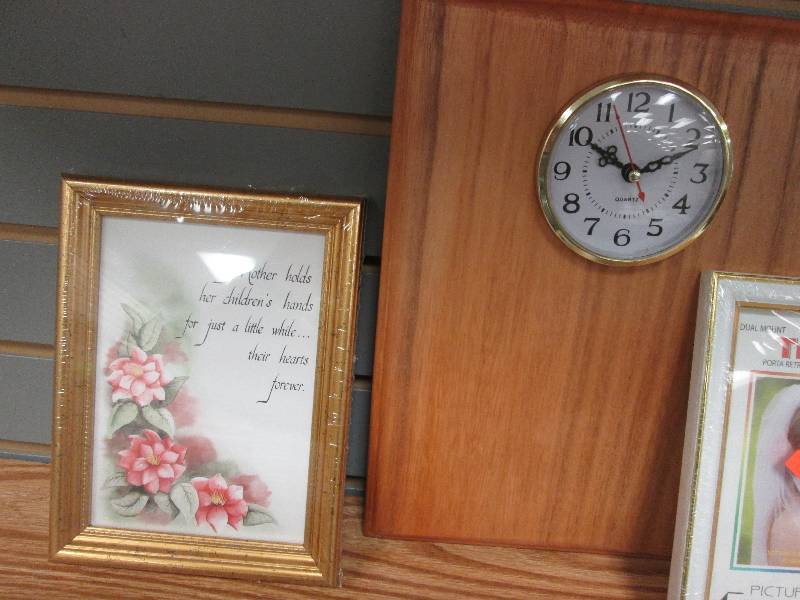 Clock, picture frame, decor pieces...