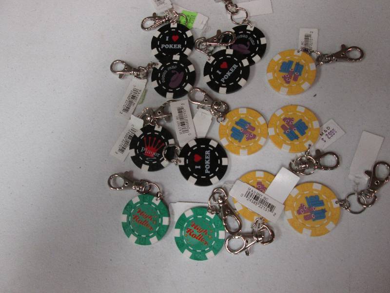 Lot of 13 assorted poker chip key c...