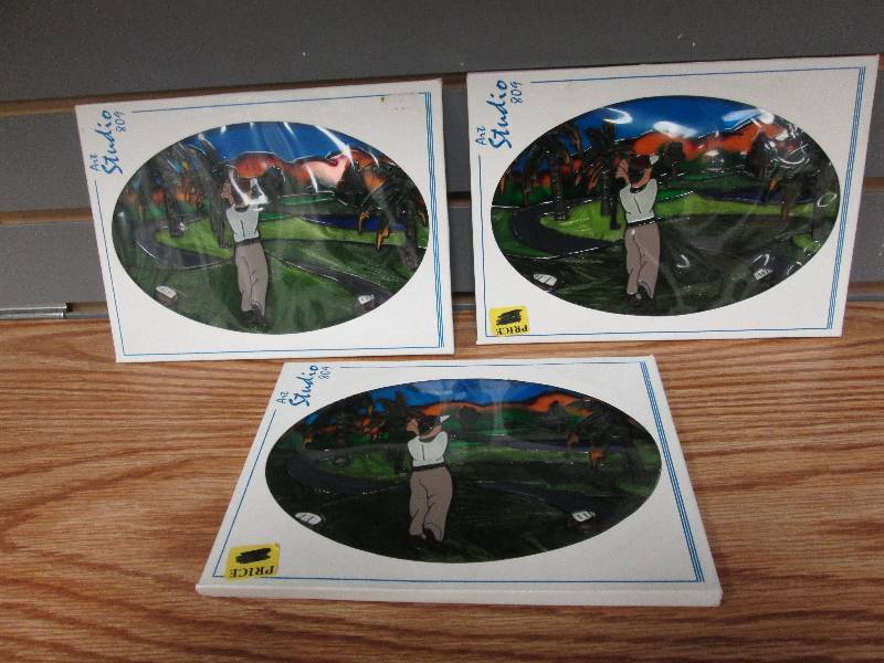 Lot of 3 Art Studio 809 golf scene ...