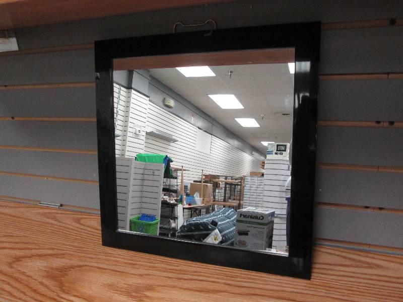 Black framed 16 inch square mirror...