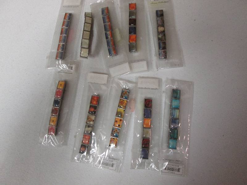 Lot of 10 elastic metal tile bracel...
