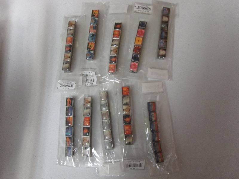 Lot of 10 elastic metal tile bracel...