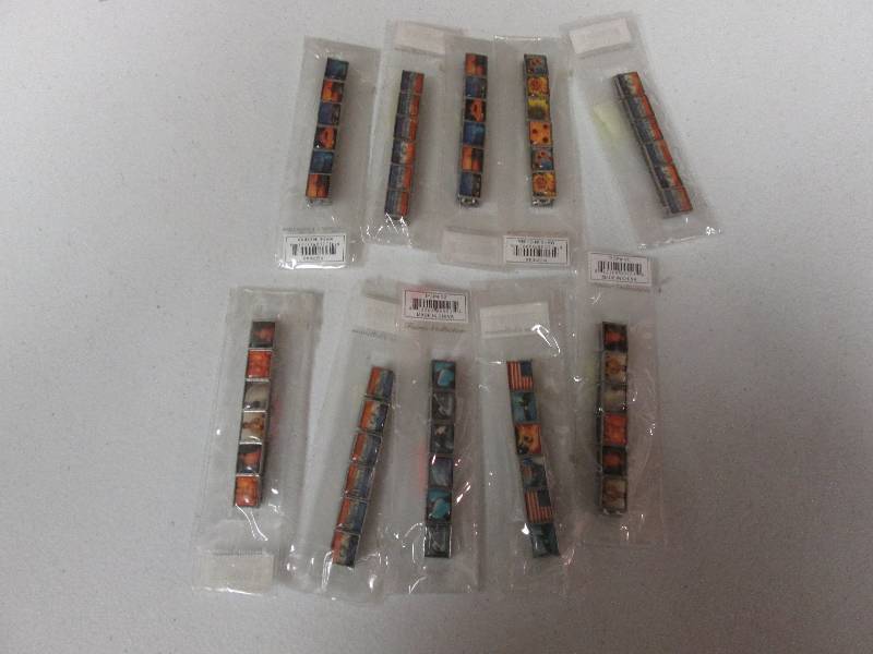 Lot of 10 elastic metal tile bracel...