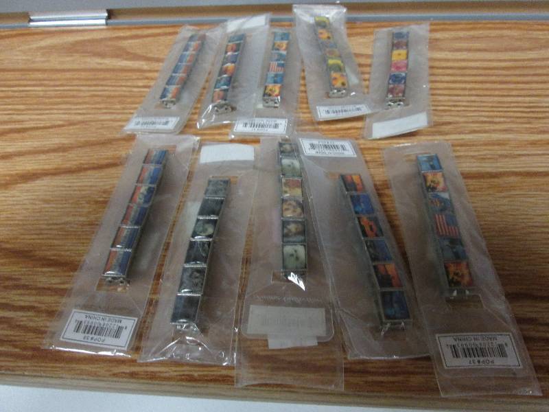 Lot of 10 elastic metal tile bracel...