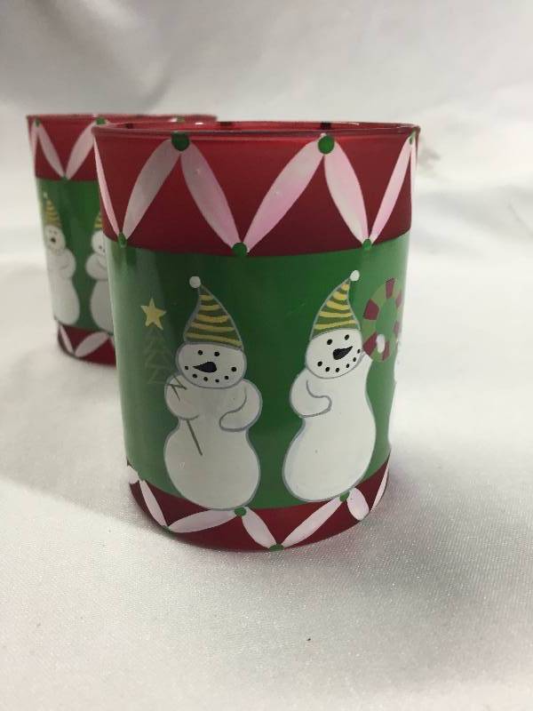 2 - Snowman Candle Holders