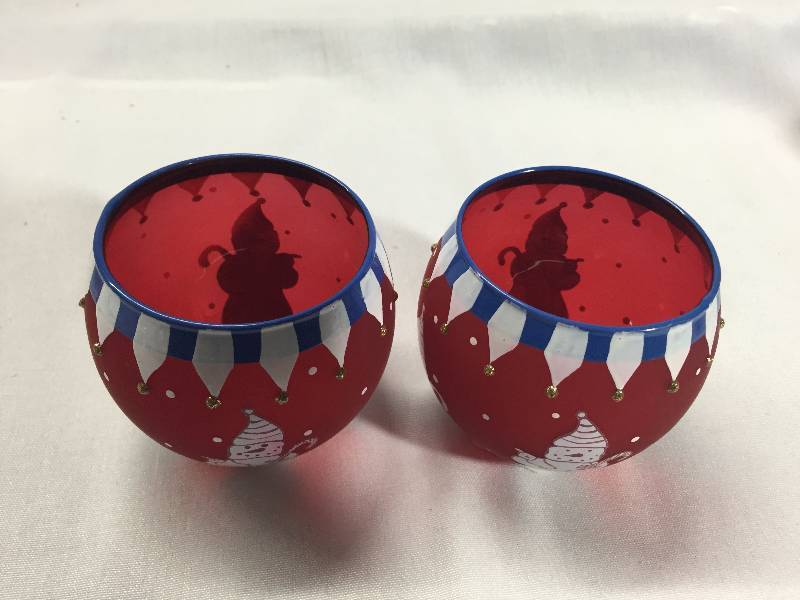 2 - Circular Snowman Candle Holders