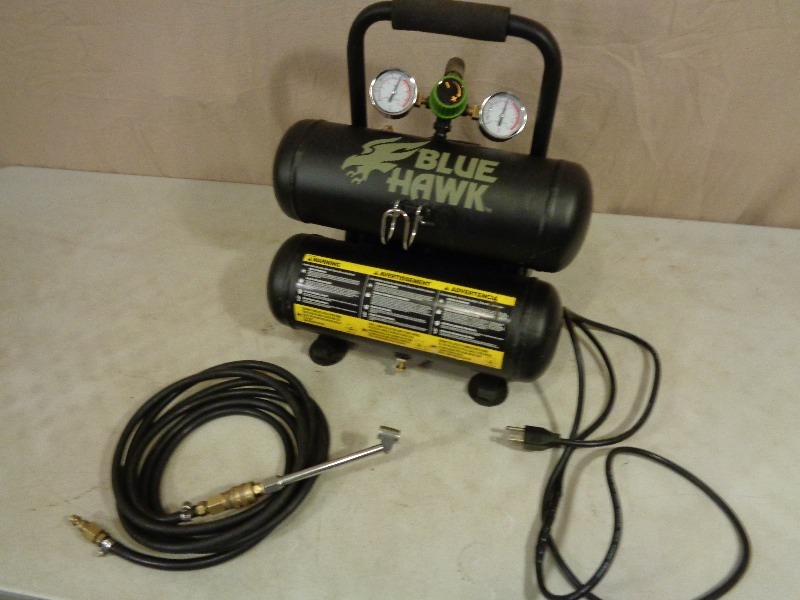 2 Gallon Blue Hawk Air Compressor Tools, Furniture, Household